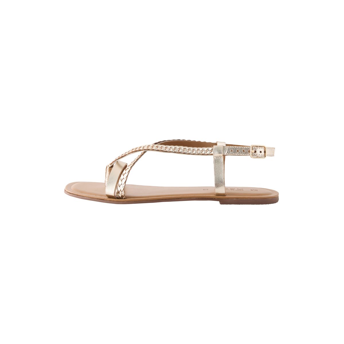 Sandales à entredoigt tressées cuir or rose, NEXT