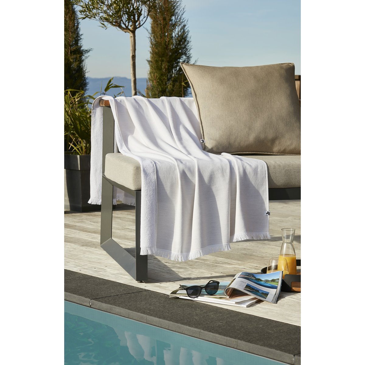 Fouta a franges Collection Nael sable, EDEN