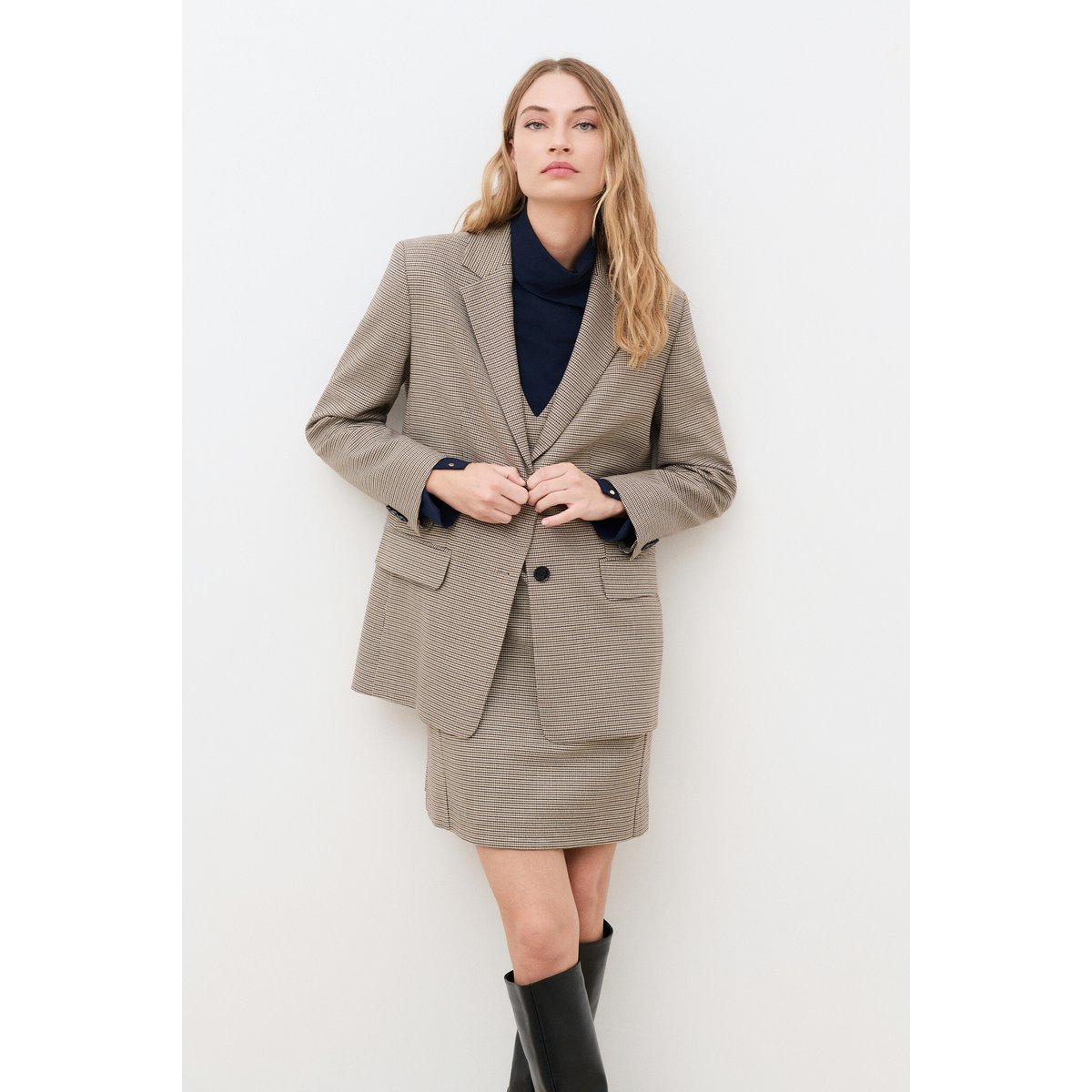 Veste droite col tailleur VOLTIGE taupe, CAROLL