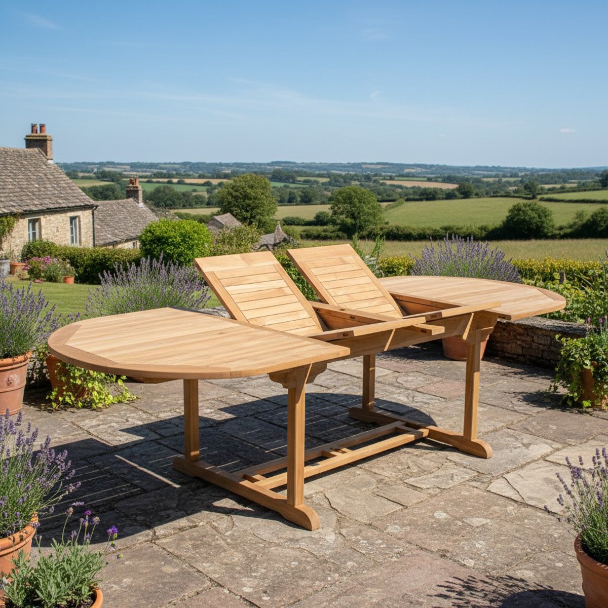 Table extensible ovale teck massif 12 places Florence naturel, TECK ATTITUDE