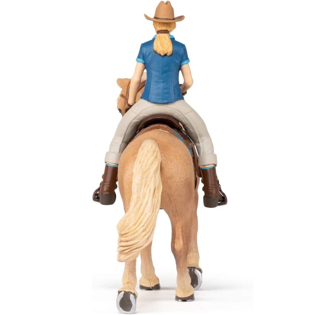 Figurine Cheval western et sa cavalière beige, PAPO