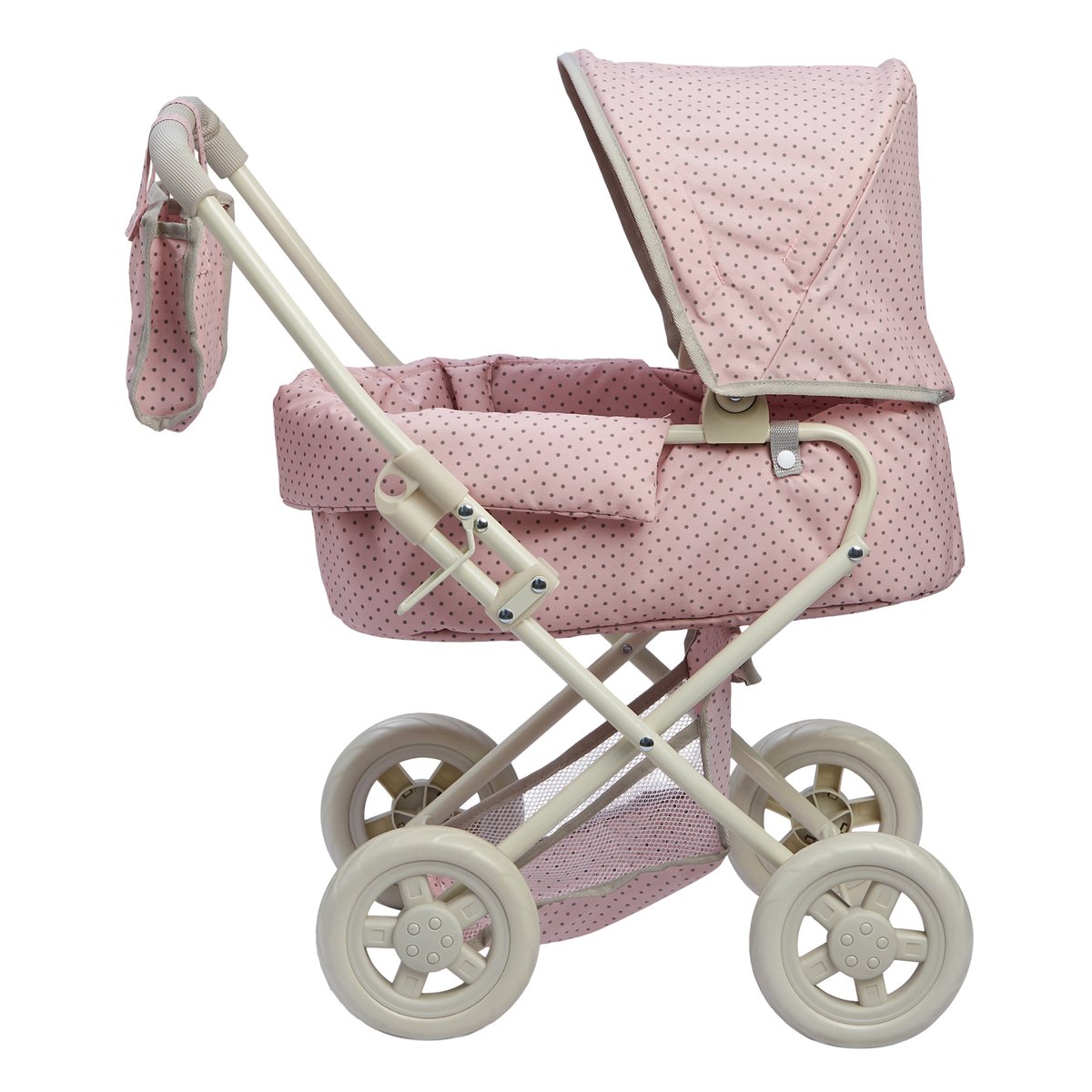 Poussette Landau Poupée avec Capote et Panier rose, TEAMSON KIDS