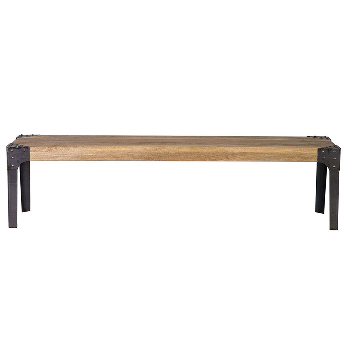Banc industriel en bois manguier massif et métal noir L180 cm MADISON bois clair / noir, MILIBOO