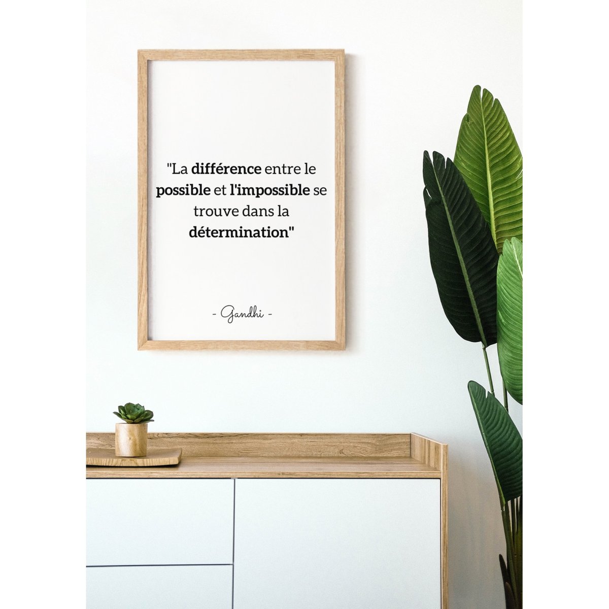 Affiche Gandhi 'La différence entre le possible et l'impossible...' blanc, L'AFFICHERIE