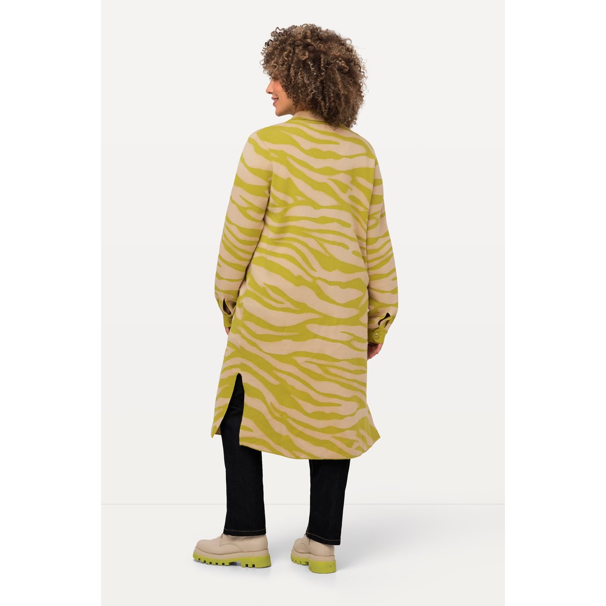 Cardigan à col chemise et poches poitrine vert jaune, ULLA POPKEN