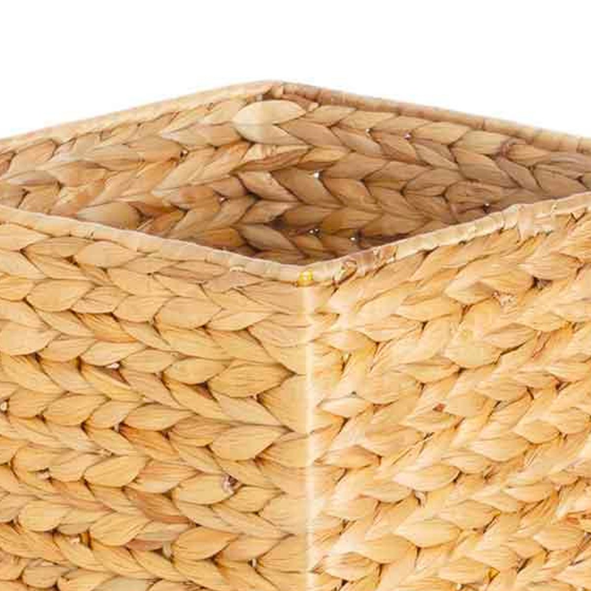 Poubelle carrée en jacinthe d'eau tressée 25x25x30cm bois, WADIGA