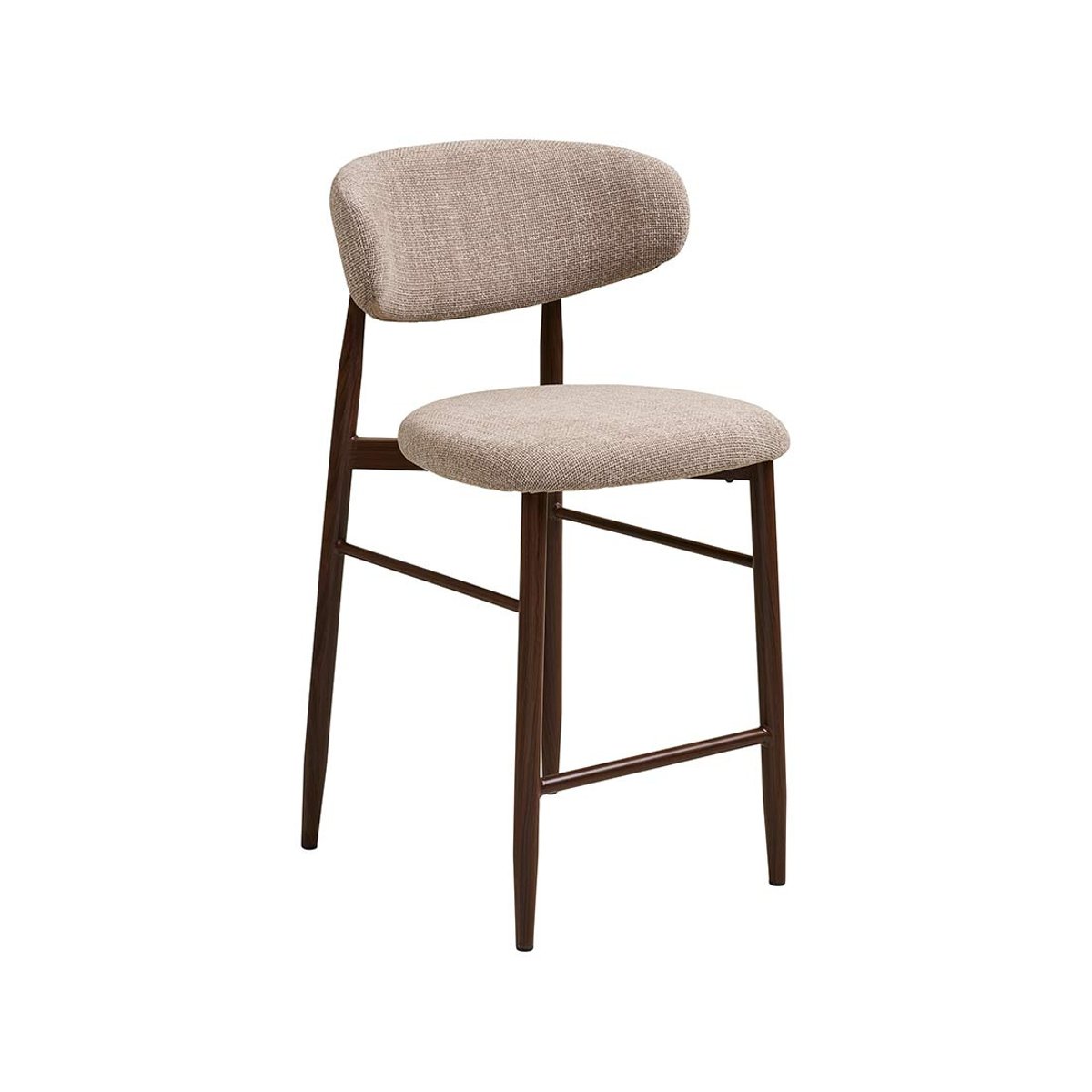 Lot de 2 tabourets en tissu texturé, EDDIE marron / beige, BEST MOBILIER