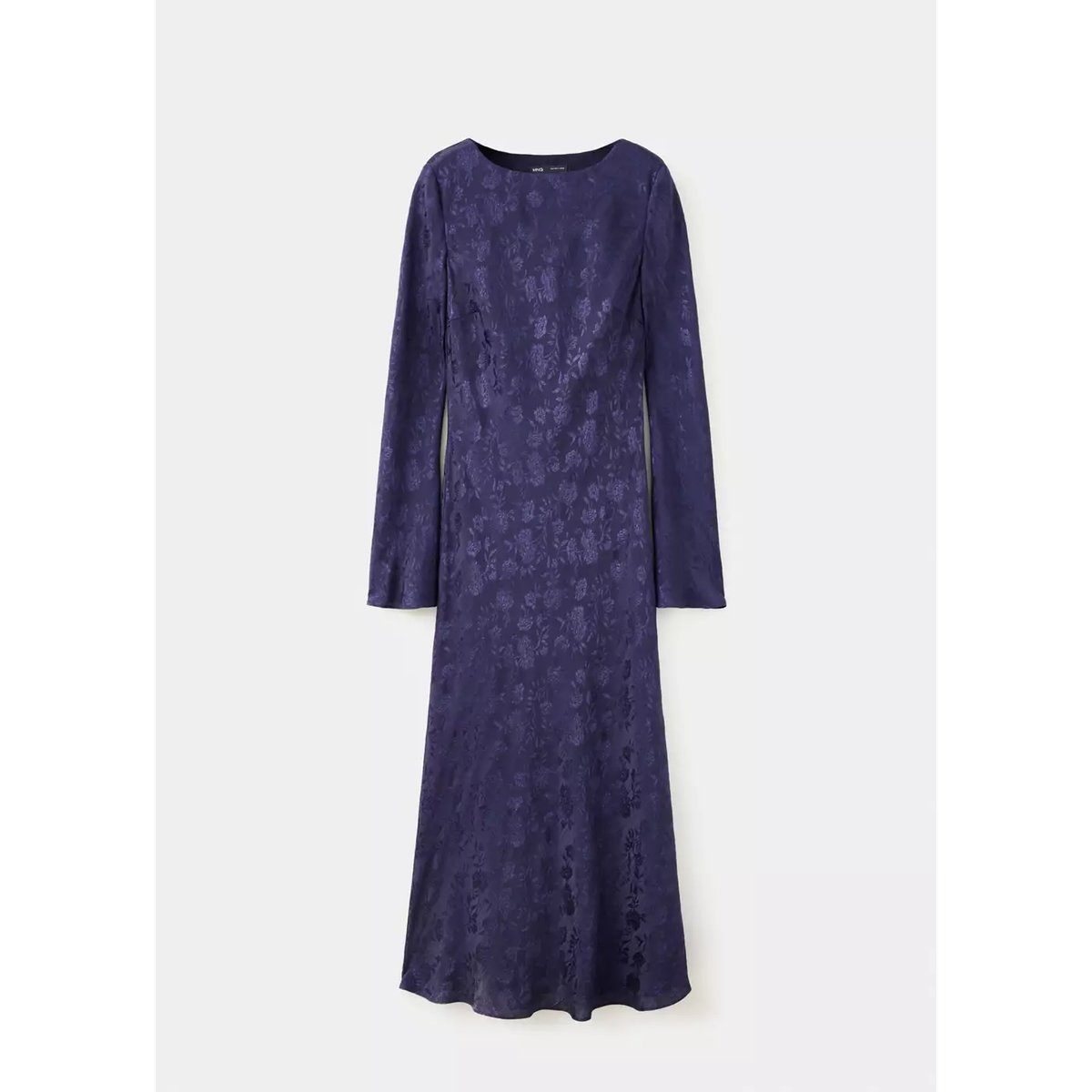 Robe jacquard floral manches cloche bleu, MANGO