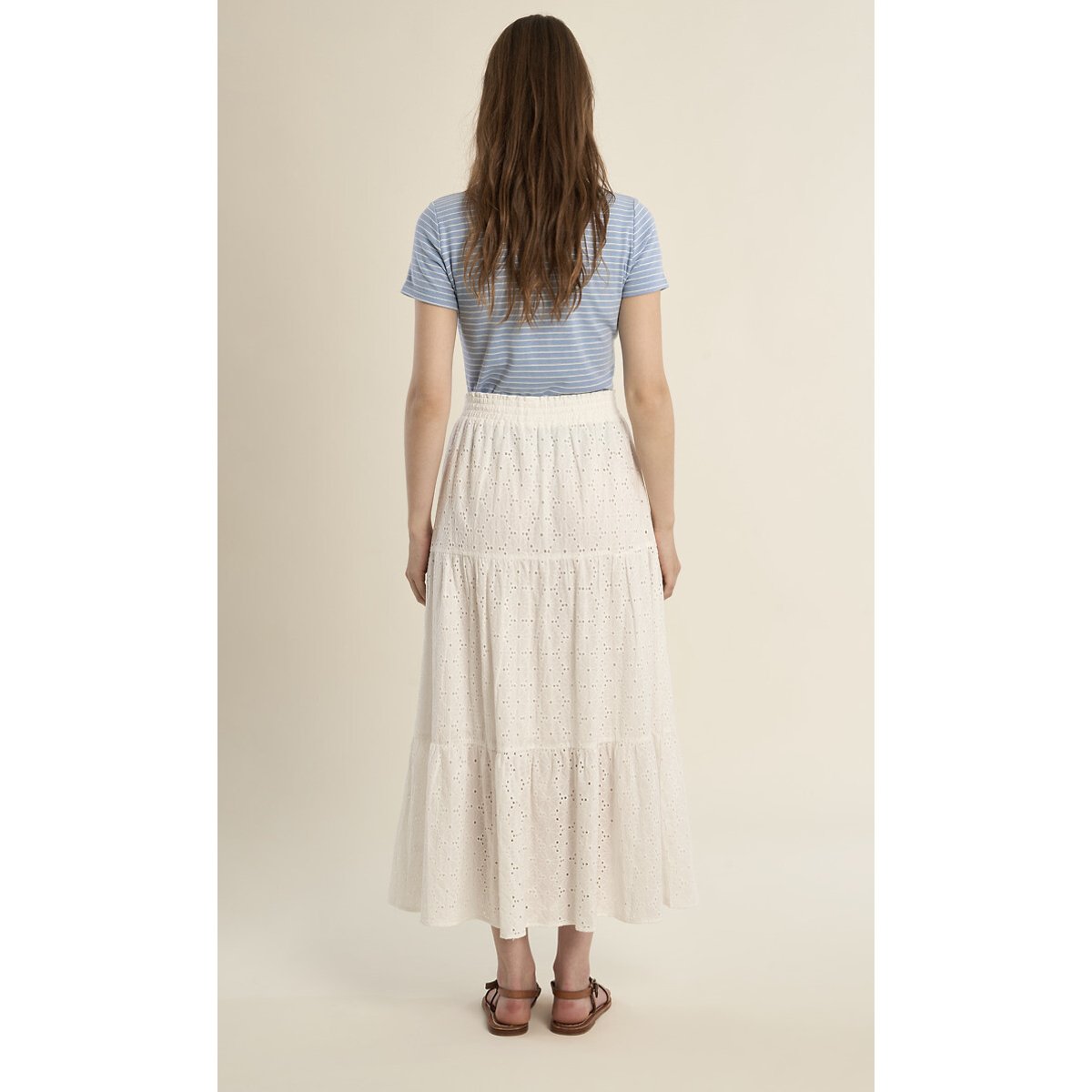 Jupe longue en broderies blanc, MOLLY BRACKEN