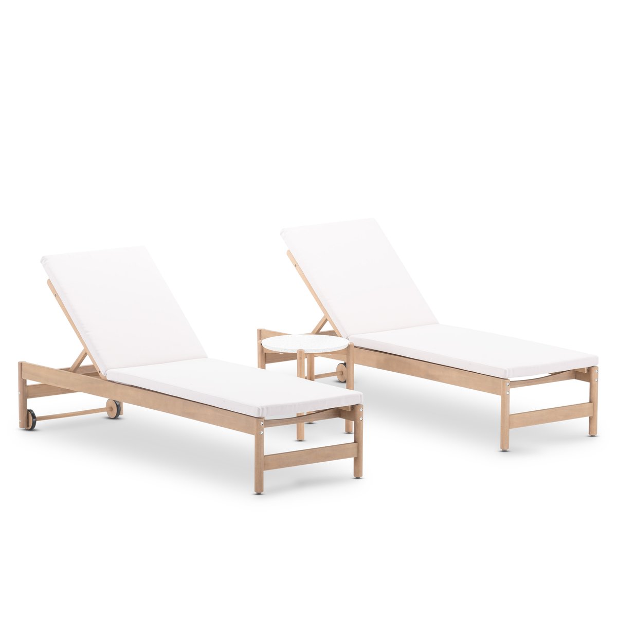 Set de 2 transat et table d'appoint, PROVENZA bois clair, DEFORA HOME