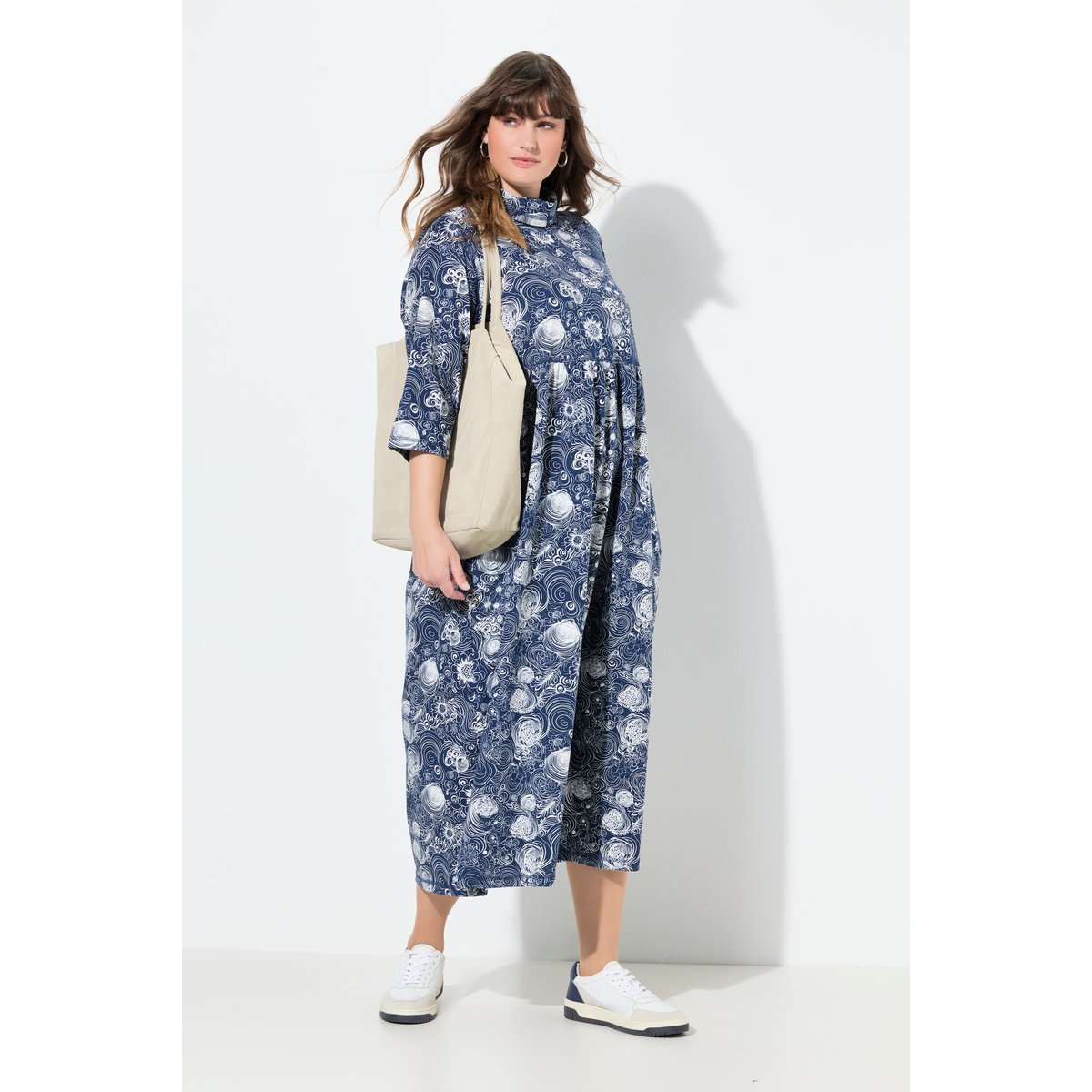 Robe maxi en jersey bleu marine, ULLA POPKEN