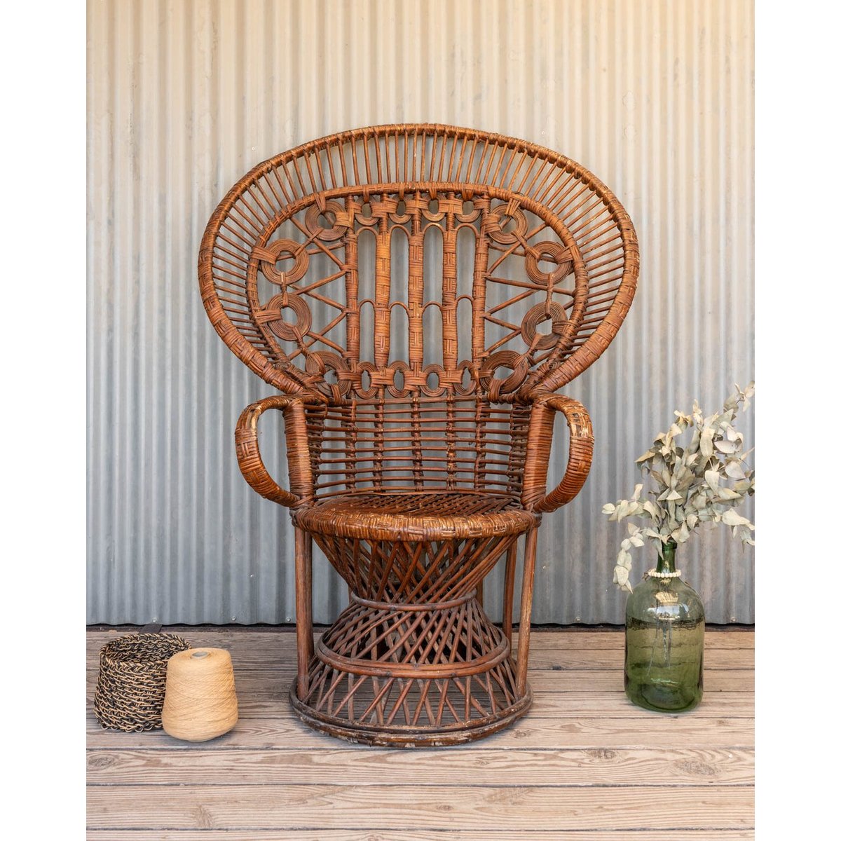 Grand fauteuil en osier Ernest N°1097 - Bon état bois foncé, DEBONGOUT