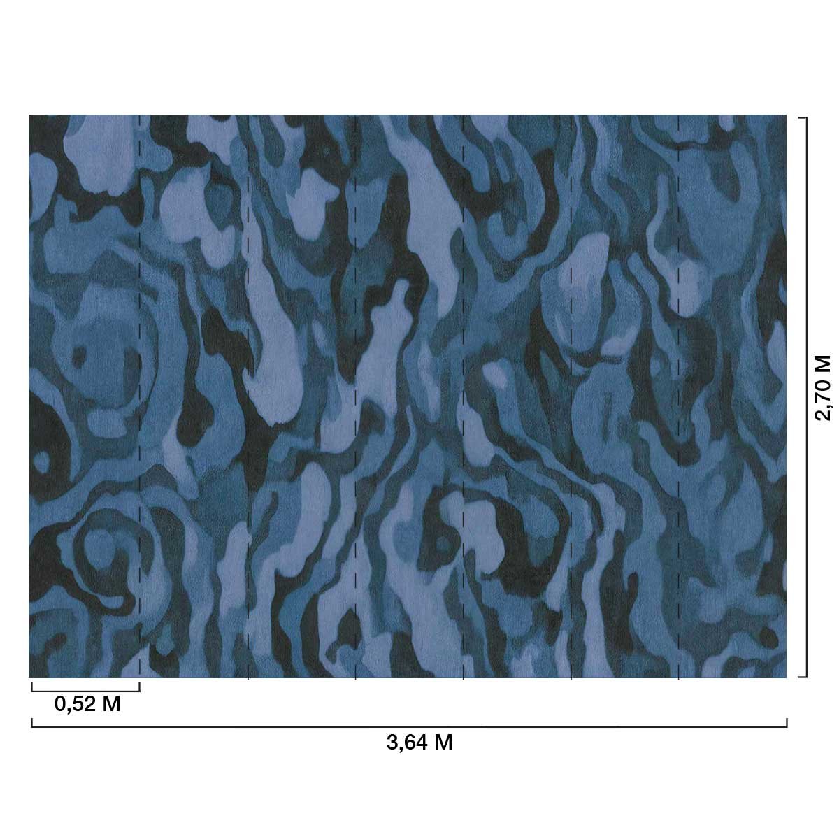 Papier peint Bois Précieux Indigo bleu, HEXOA