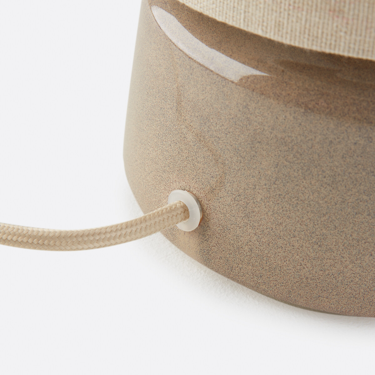 Lampe à poser céramique et lin hauteur 25 cm, Amaga grège, LA REDOUTE INTERIEURS