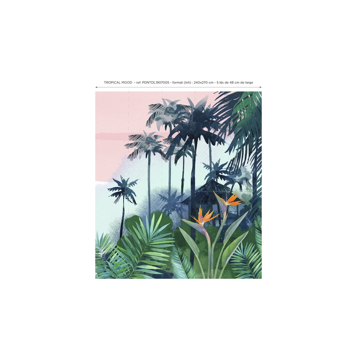 Papier peint panoramique TROPICAL MOOD multicolore, LE PAPIERS DE NINON