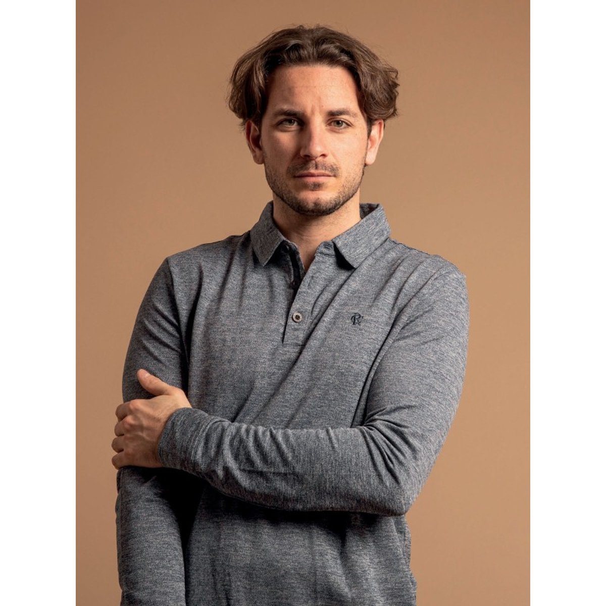 Polo Manches Longues Coton Paloux bleu marine, RITCHIE
