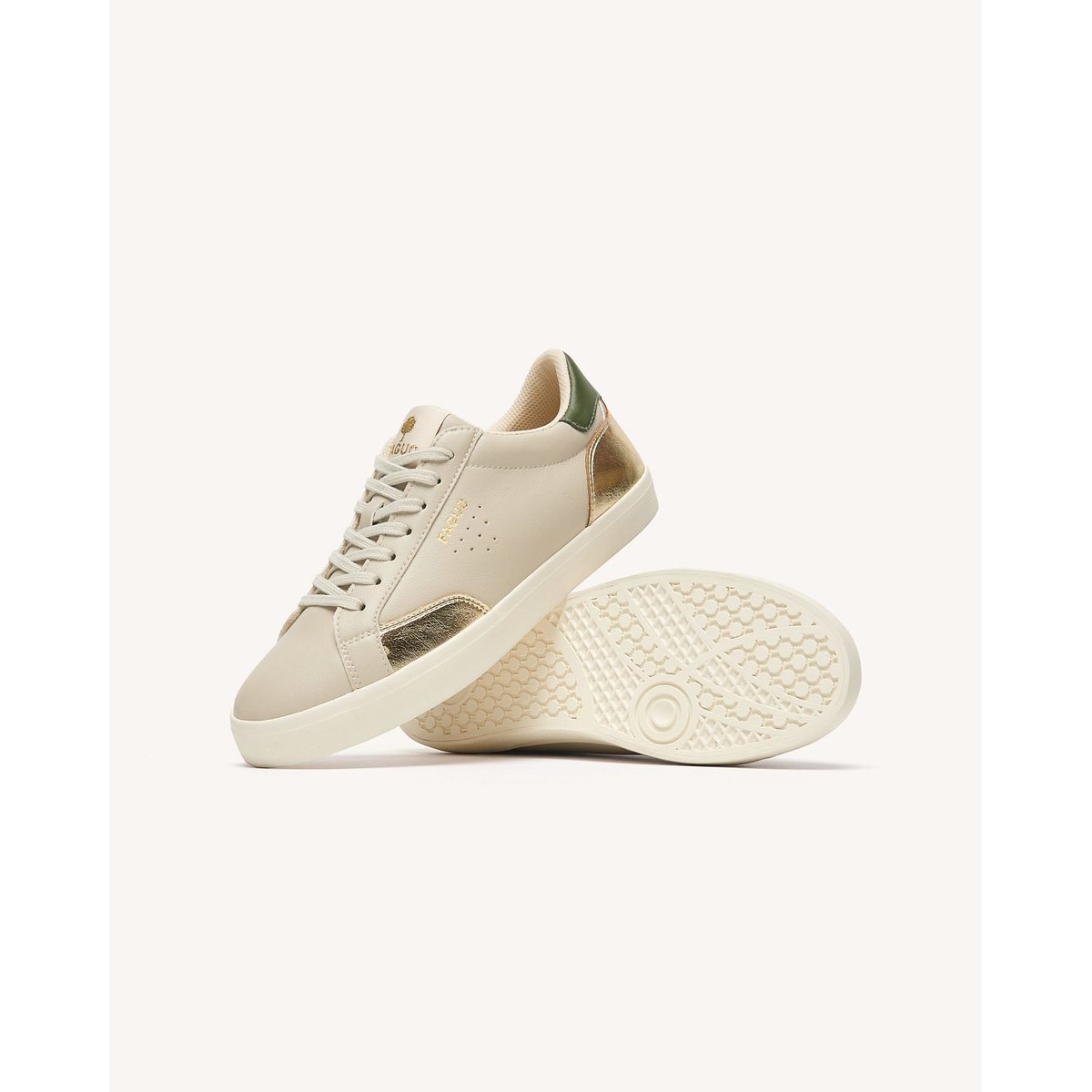 Tennis basses écru et kaki, FAGUO