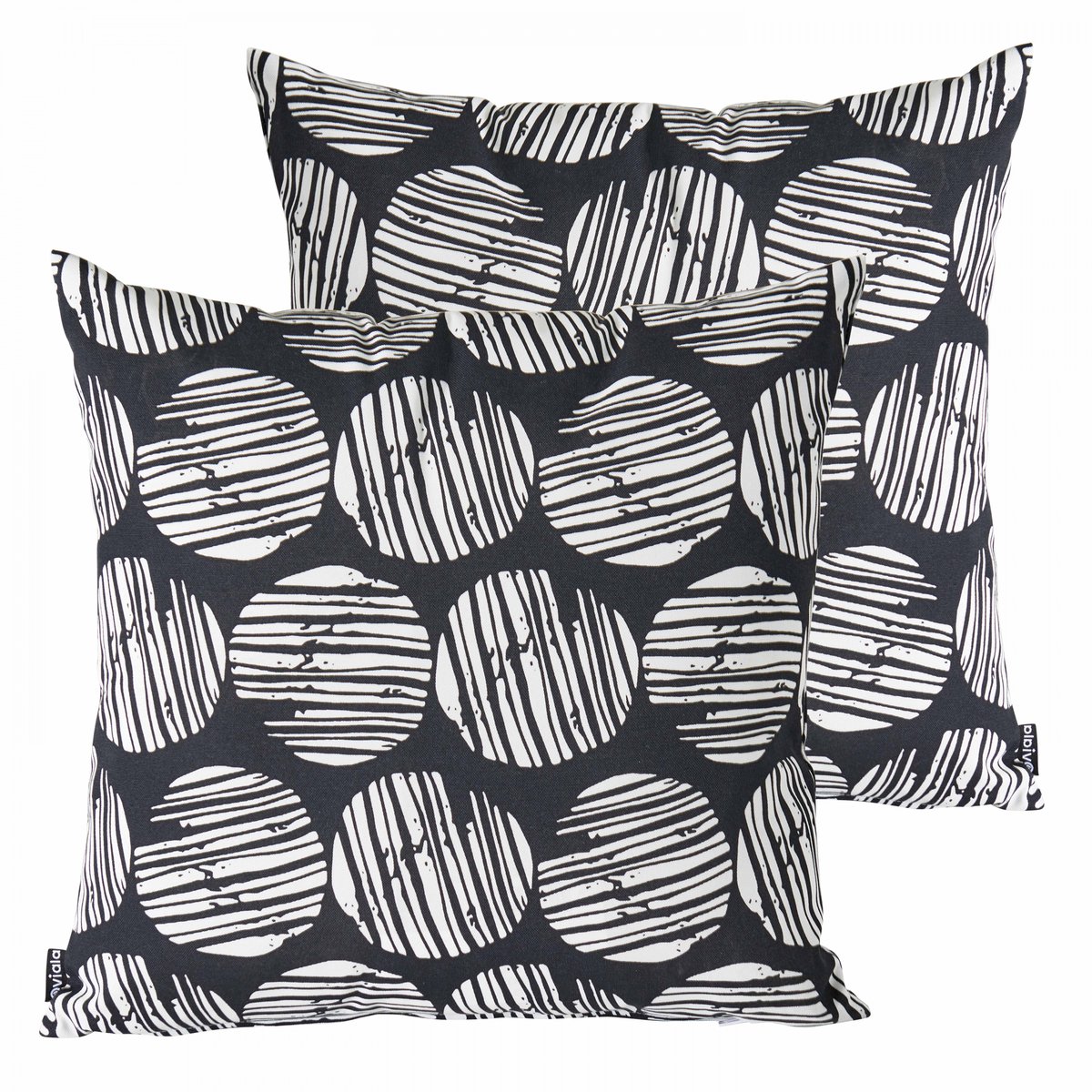 Lot de 2 coussins carrés, QUITO noir/blanc, OVIALA