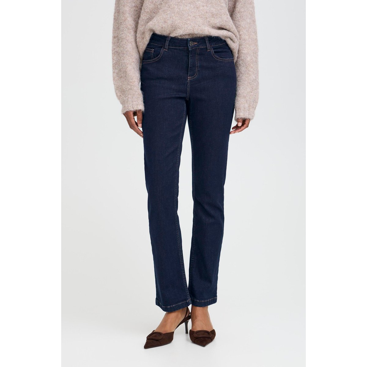 Jeans coupe classique, taille mi-haute bleu dark blue denim, B.YOUNG