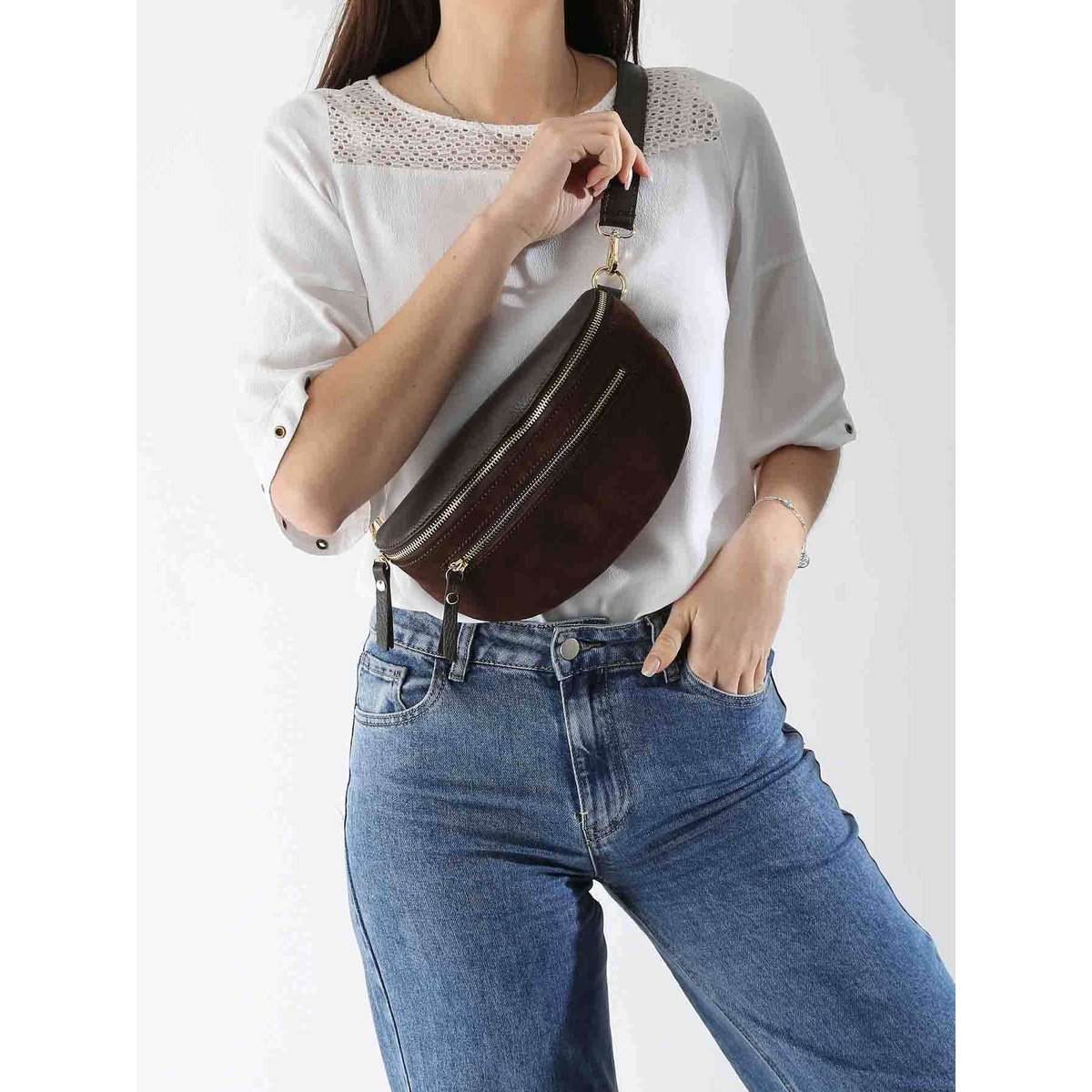 Sac banane cuir testa moro, MILANO