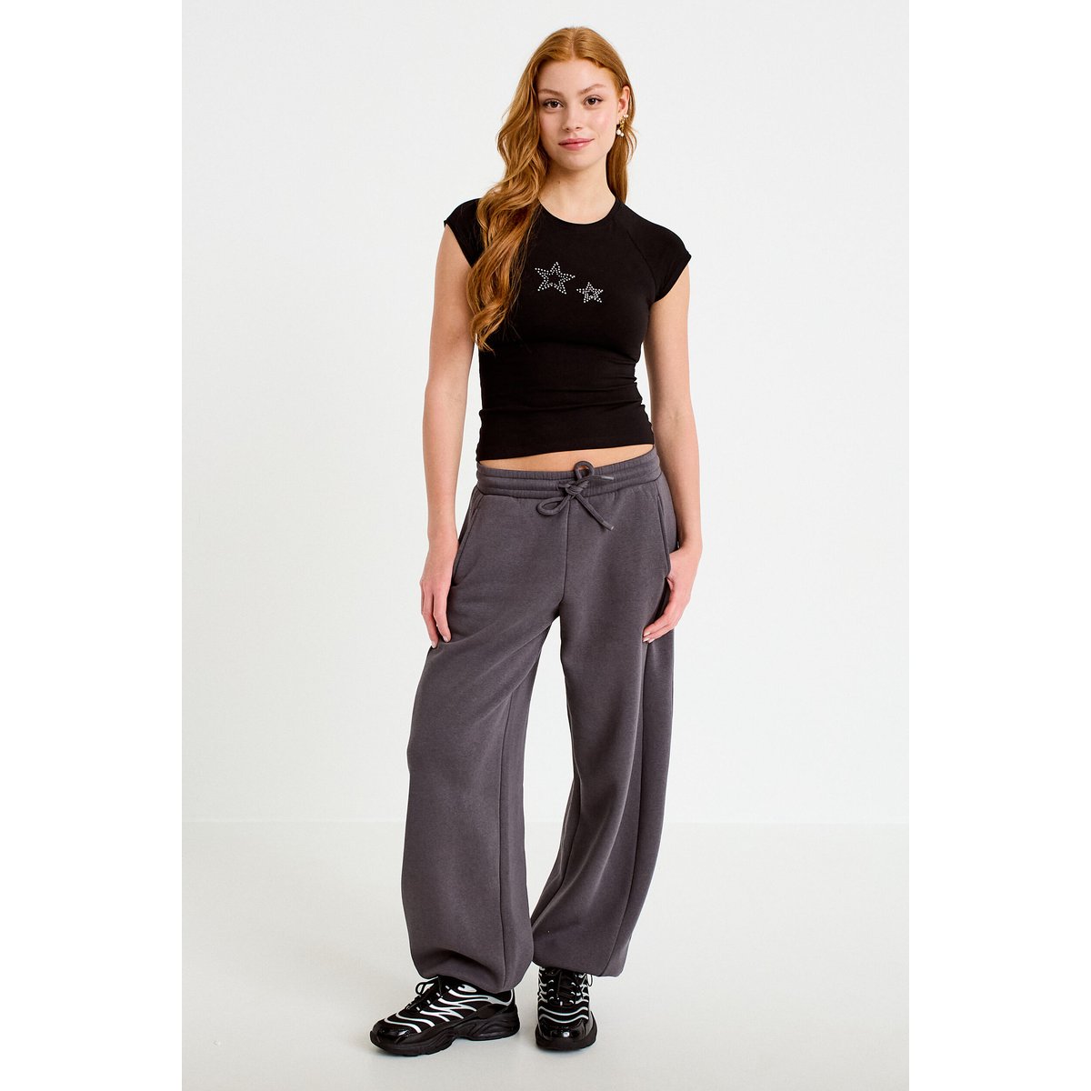 Jogging large taille basse gris foncé, CACHE CACHE