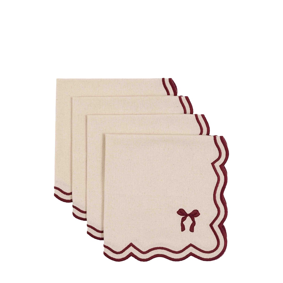 Set of 4 Vintage Scalloped Bow Napkins natural, ÉDITÉ