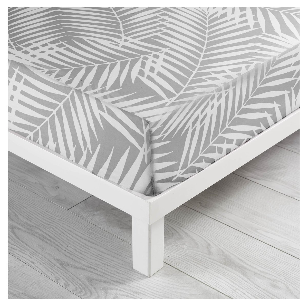 Drap housse 90 x 190 cm Botania gris gris, EDEN