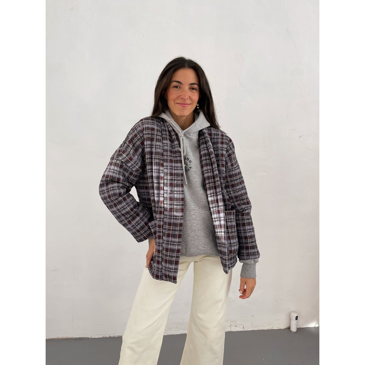 Veste à carreaux taille unique LOLA beige, MINDTRAVELER
