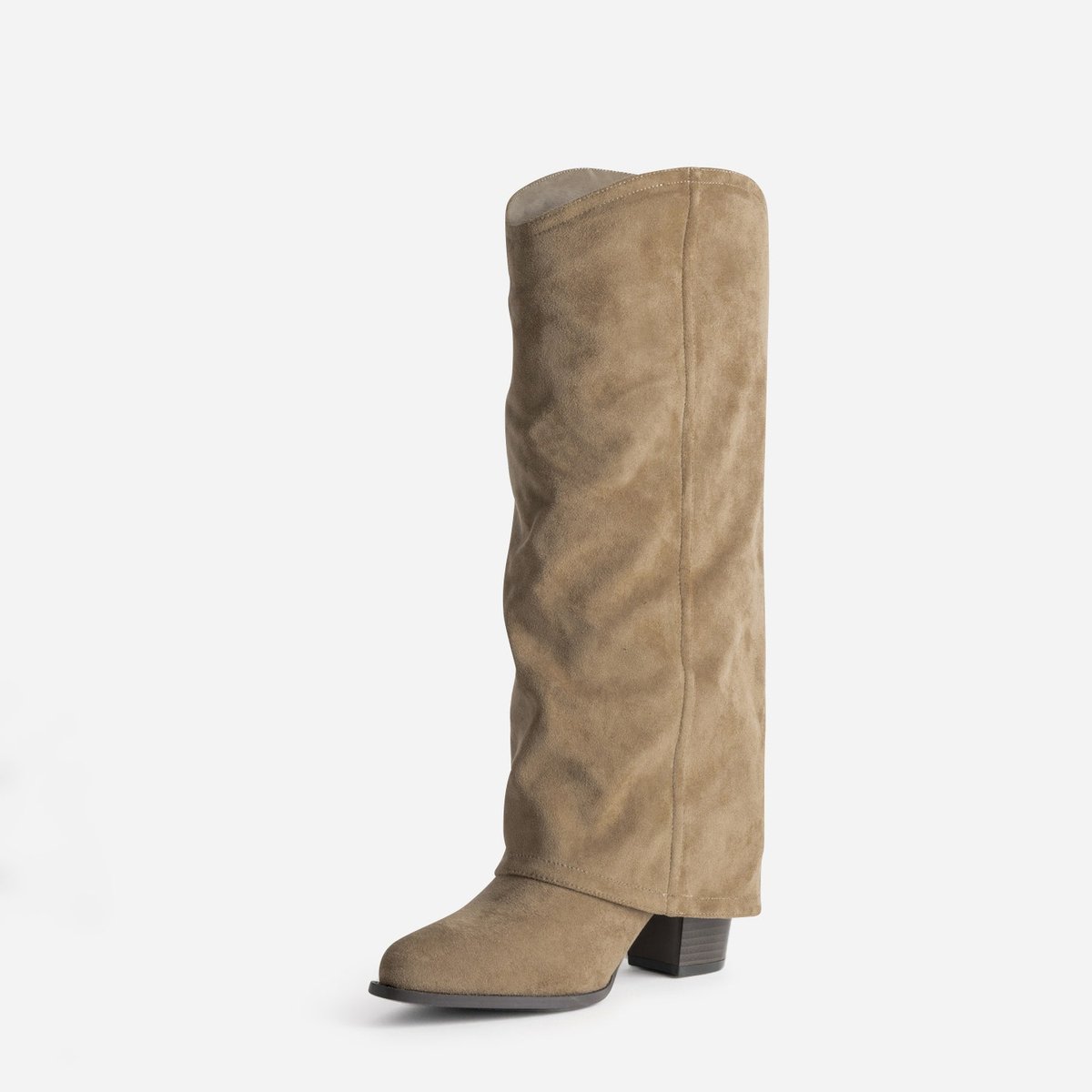 Botte À Talon en cuir MINA taupe, TEXTO