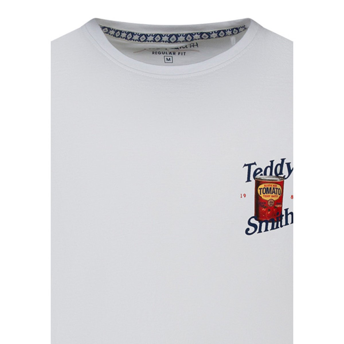 T-shirt en coton blanc uni avec une coupe droite et un imprimé dans le dos blanc, TEDDY SMITH