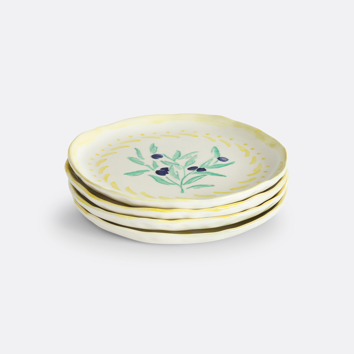 Juego de 4 platos de postre de gres, Capria amarillo/verde, LA REDOUTE INTERIEURS