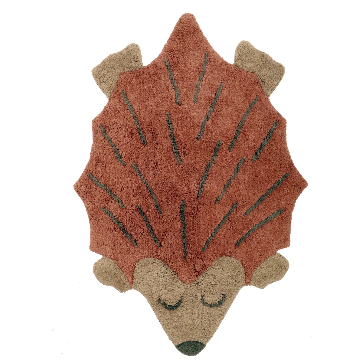 Tapis enfant coton hérisson OLLEN roux, NATTIOT