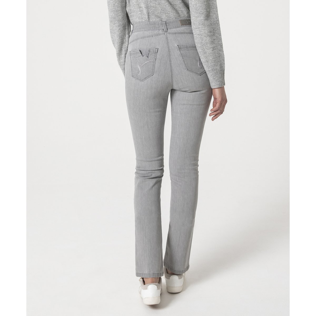 Jean taille haute Perfect Fit - Petite gris clair, DAMART