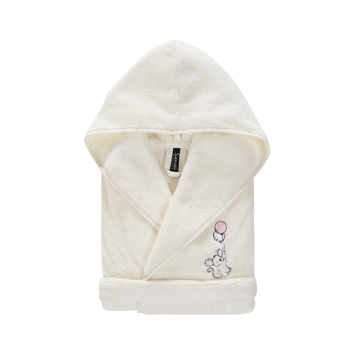 Peignoir enfant en coton peigné Zéro Twist BABY SOFT SOURIS SKY ecru, SENSEI MAISON