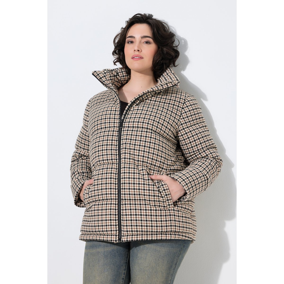 Veste matelassée, motif pied-de-poule blanc cassé, ULLA POPKEN