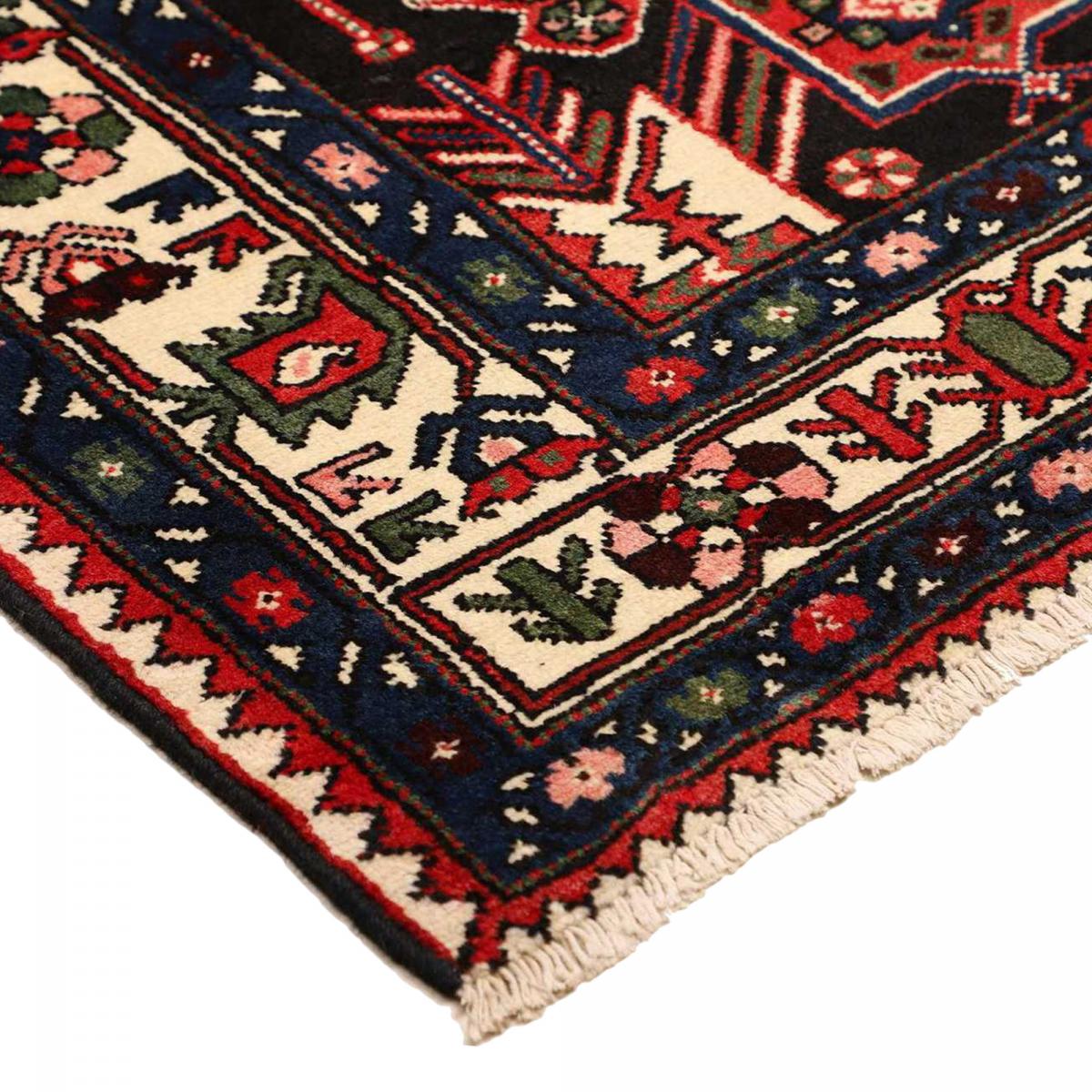 Tapis d'orient oriental, noué main en laine, HAMADAN 27 rouge, crème, noir, UN AMOUR DE TAPIS