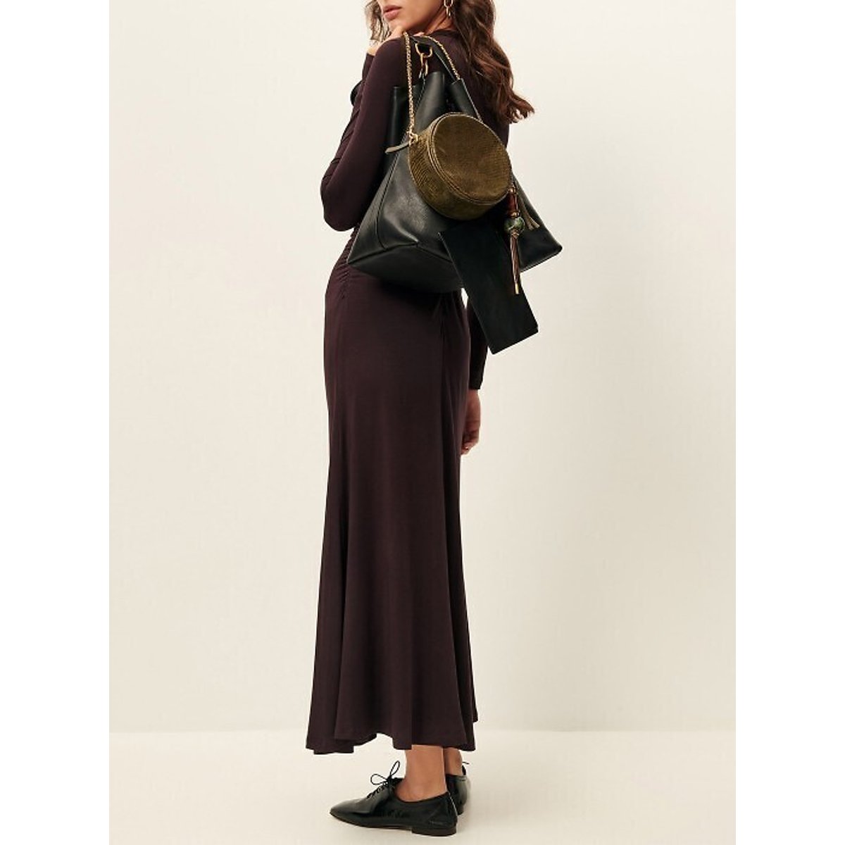Robe longue manches longues col rond, RITA bordeaux foncé, SESSUN
