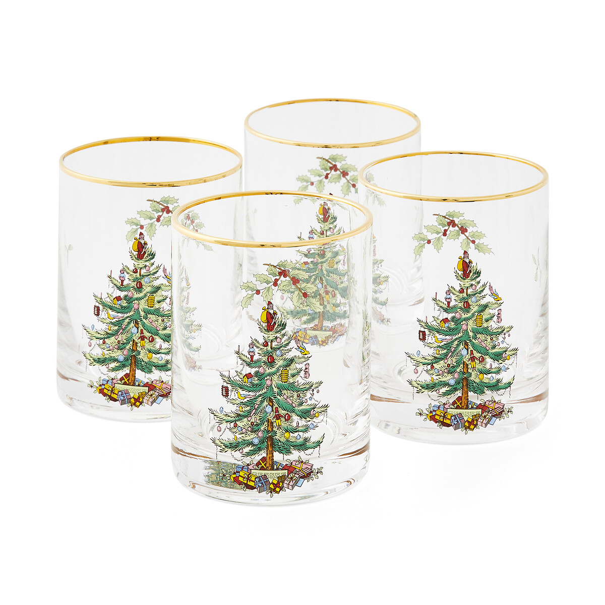 Set of 4 Christmas Tree Old Fashioned Glasses transparent, SPODE