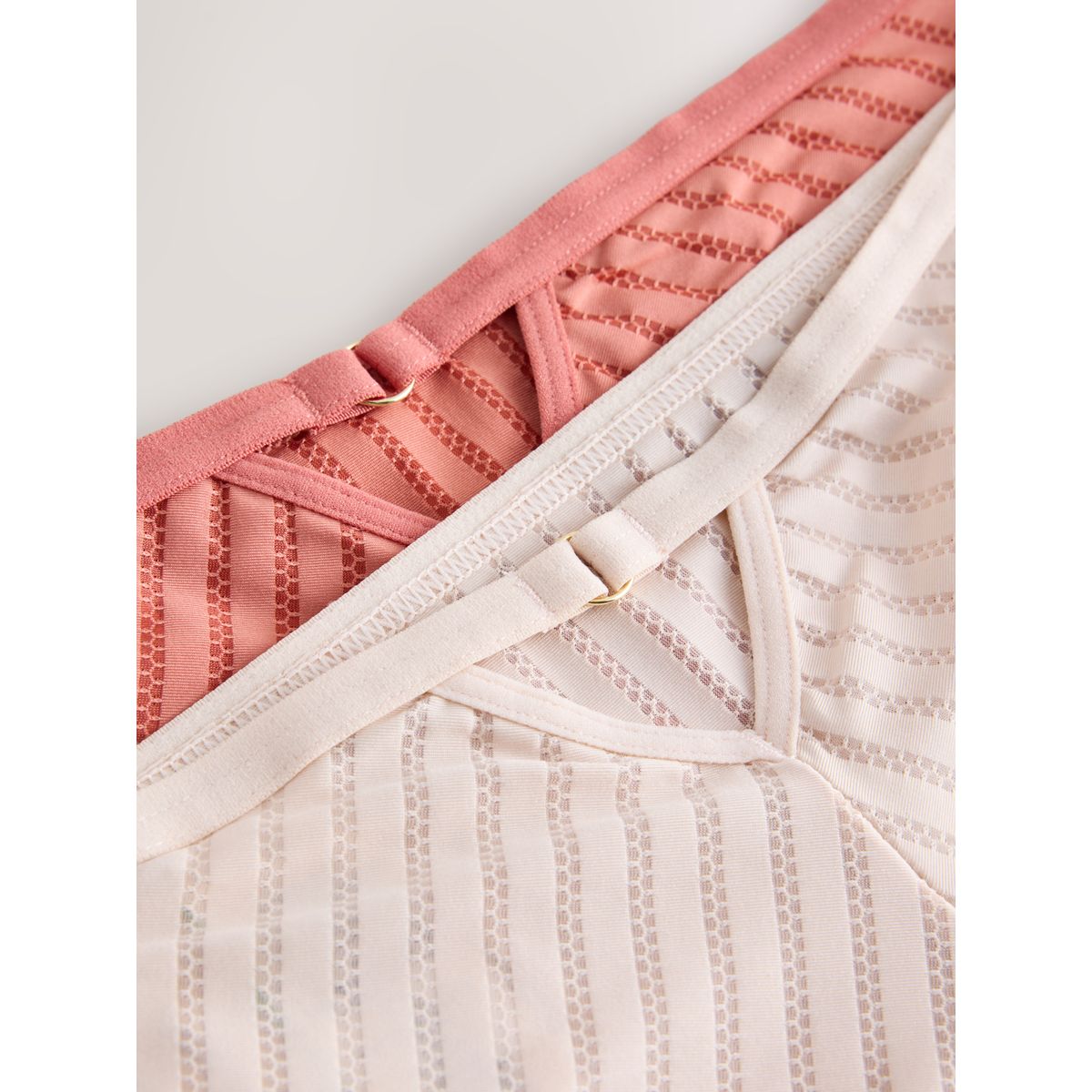Culotte rayée en microfibre, lot de 2 corail/ecru, NEXT