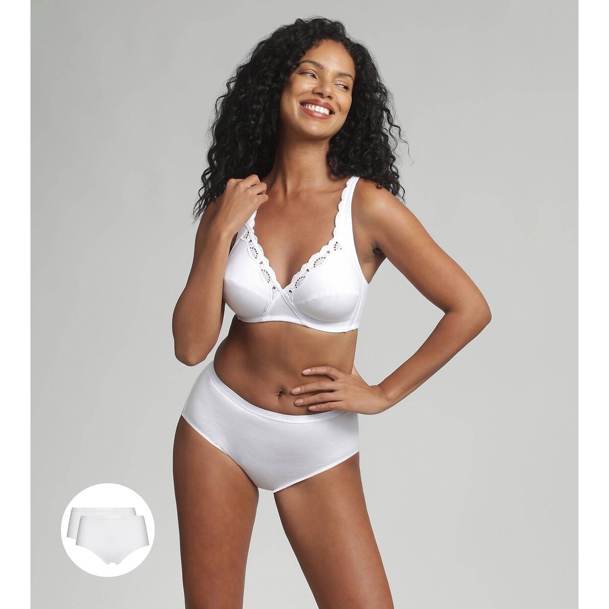 Set van 2 midi slips in biologisch katoen beige+wit, PLAYTEX