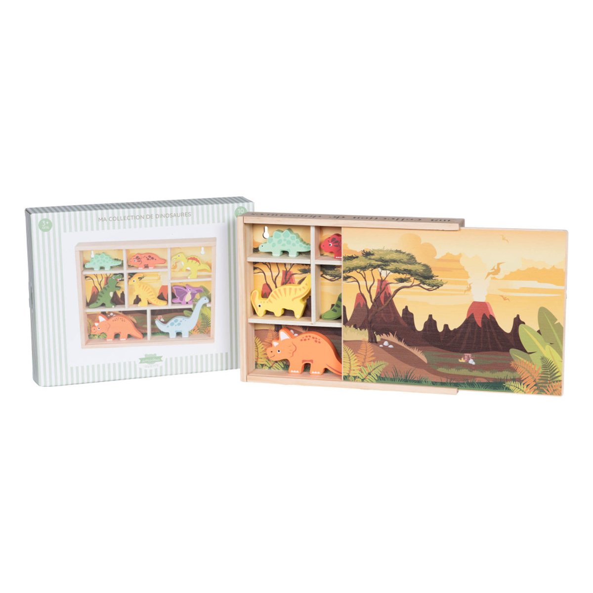Jouets dinosaures  s en bois FSC multicolore, AMADEUS LES PETITS