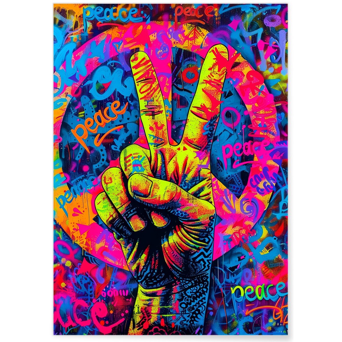 Affiche Peace Pop Art blanc, L'AFFICHERIE