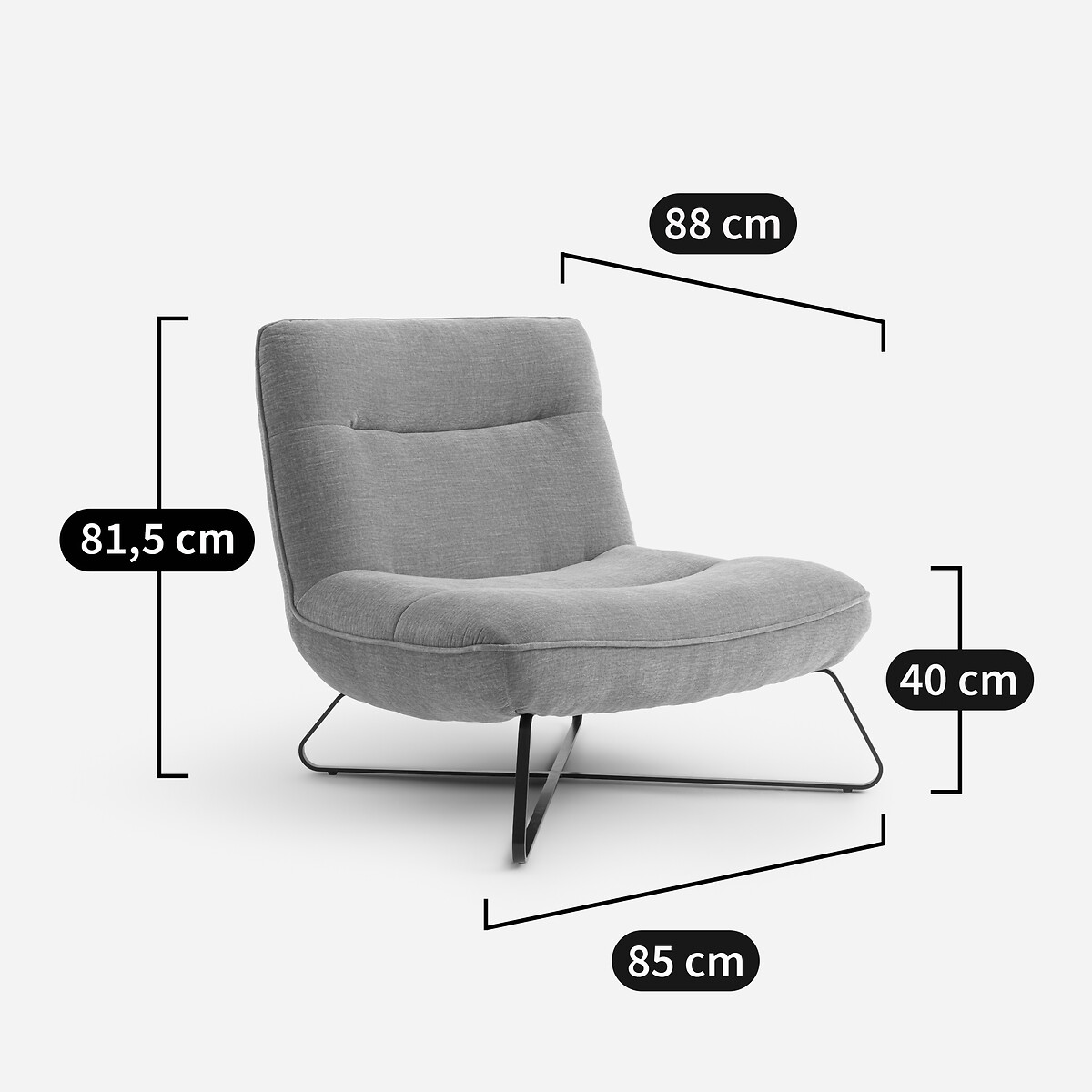 Fauteuil en tissu texturé chiné, HELMA marron glacé, AM.PM
