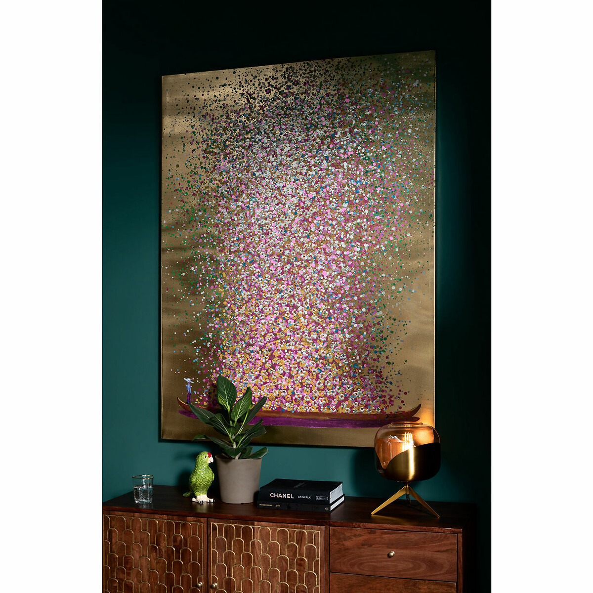 Quadro ritoccato olio Flower Boat oro-rosa 120x160 color oro, KARE DESIGN