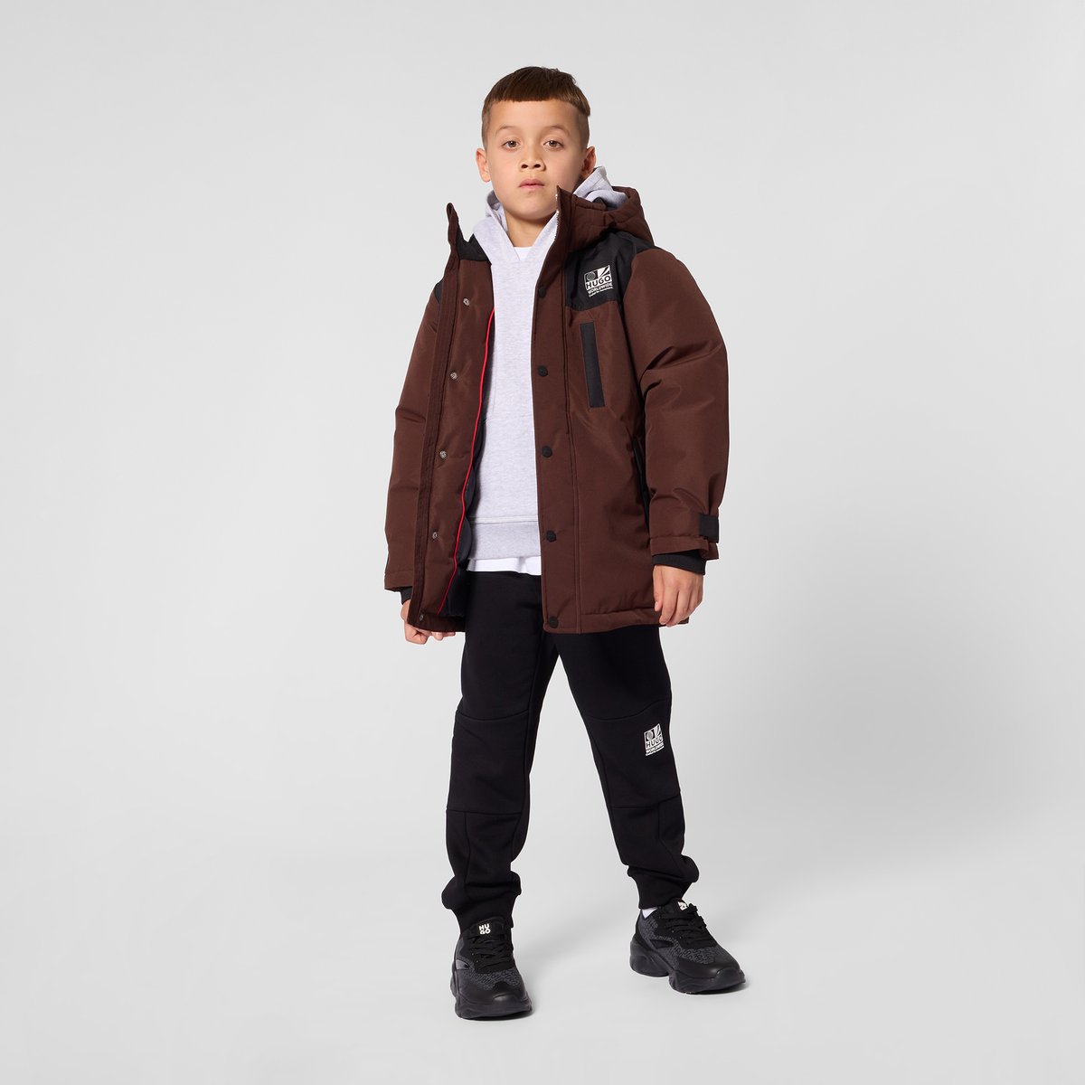Parka à capuche chicory coffee, HUGO KIDSWEAR