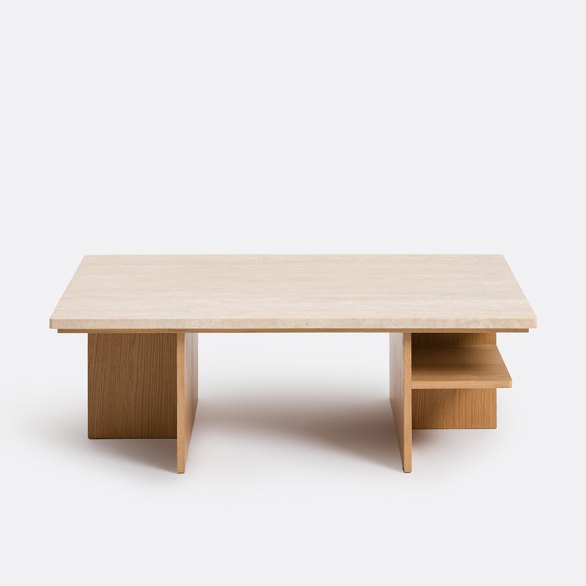 Table basse XL, en travertin et plaqué chêne, largeur 120 cm, CALISTE travertin, LA REDOUTE INTERIEURS