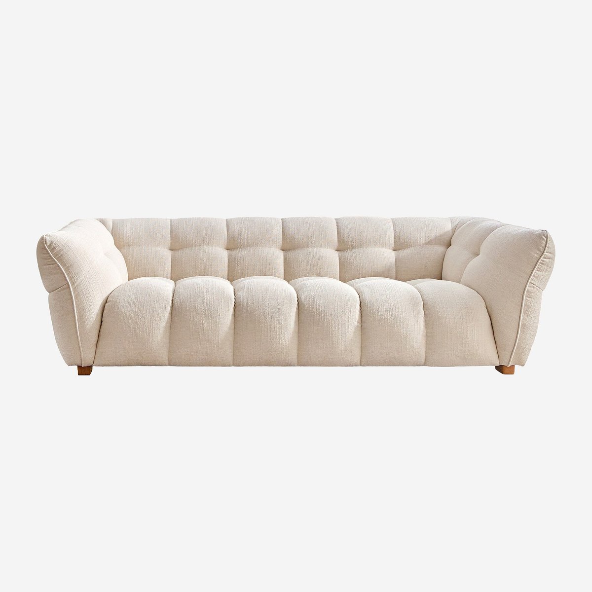 Canapé en tissu bouclette courte Mira DALVI ivoire, HABITAT