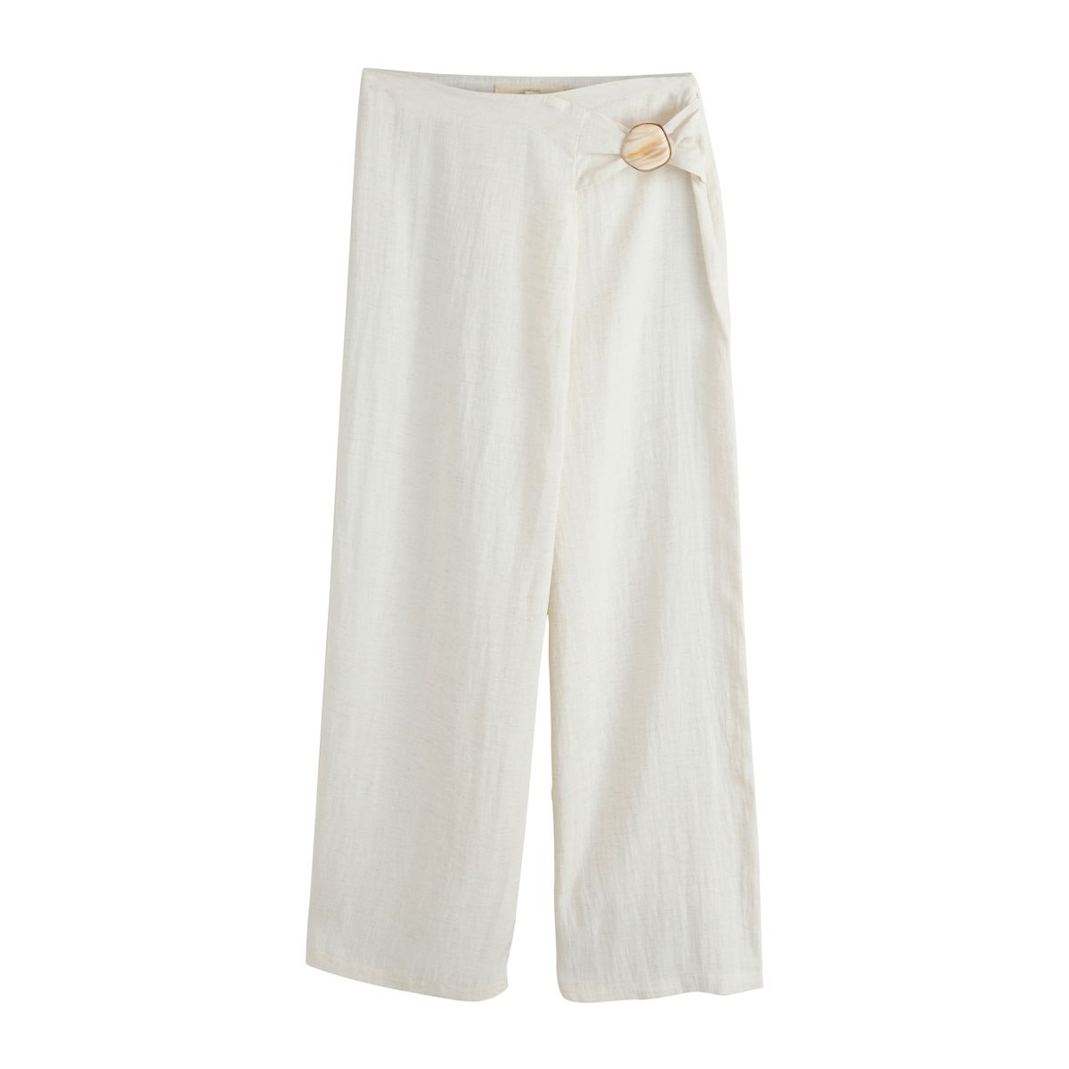 Pantalon large coupe portefeuille avec lin écru, NEXT