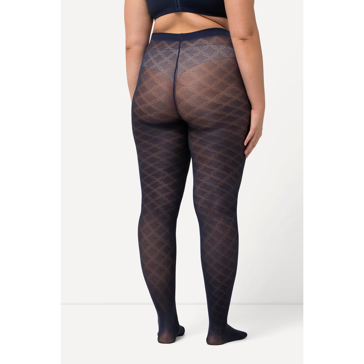 Collant, motif losanges et pois bleu nuit, ULLA POPKEN