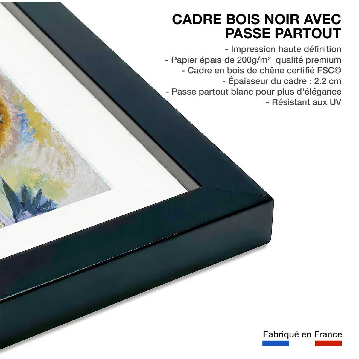 Poster Improvisation Klamm - Wassily Kandinsky affiche + cadre en bois - noir, HEXOA